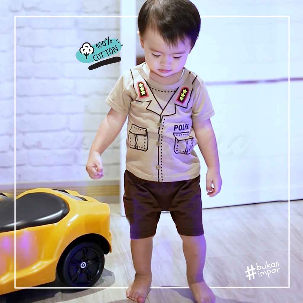 ❤️ setelan anak bayi cowo cewe 1y 2y 3y polisi polwan polri lucu