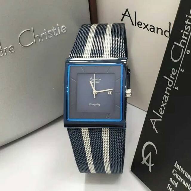 JAM TANGAN WANITA / CEWEK ALEXANDRE CHRISTIE AC 8333 BLUE COMBI SILVER