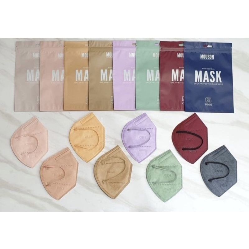 masker kn95 warna mouson, masker kn95 5 ply tali warna senada