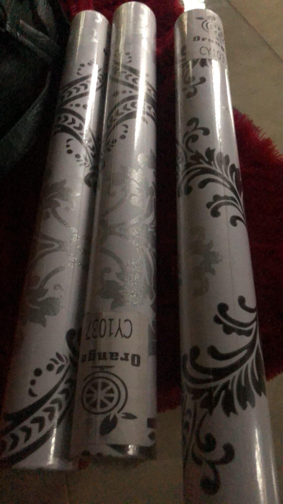 Batik Hitam Silver Wallpaper Sticker Dinding Motif Ukuran 45 Cm X 10 M Cy1037| 4 Kilo Isi 3 Roll