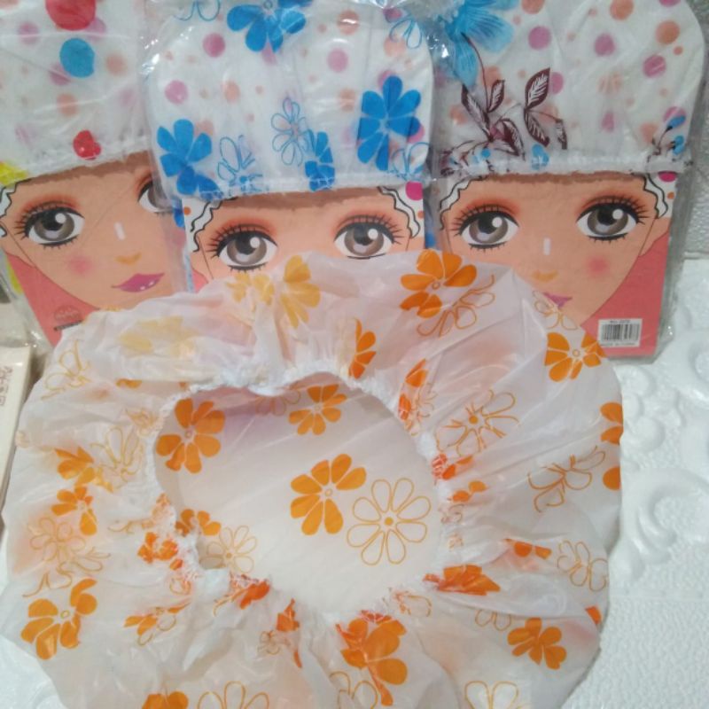 SHOWER CAP MOTIF BUNGA - PENUTUP KEPALA MANDI