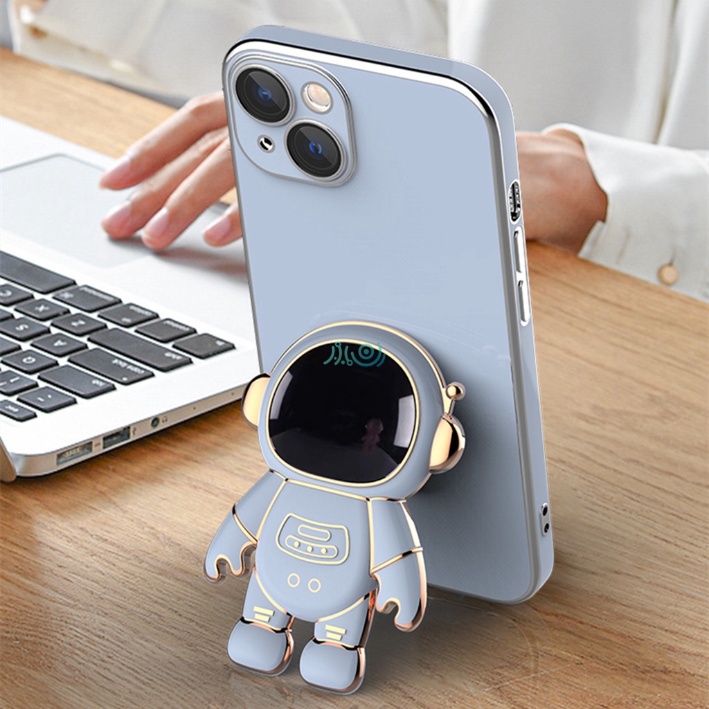 Soft Case Pelindung Lensa Desain Astronot 3D Untuk iPhone 13 12 11 Pro Max XS Max XR X 6 6s + 7 + 8 Plus SE 2020