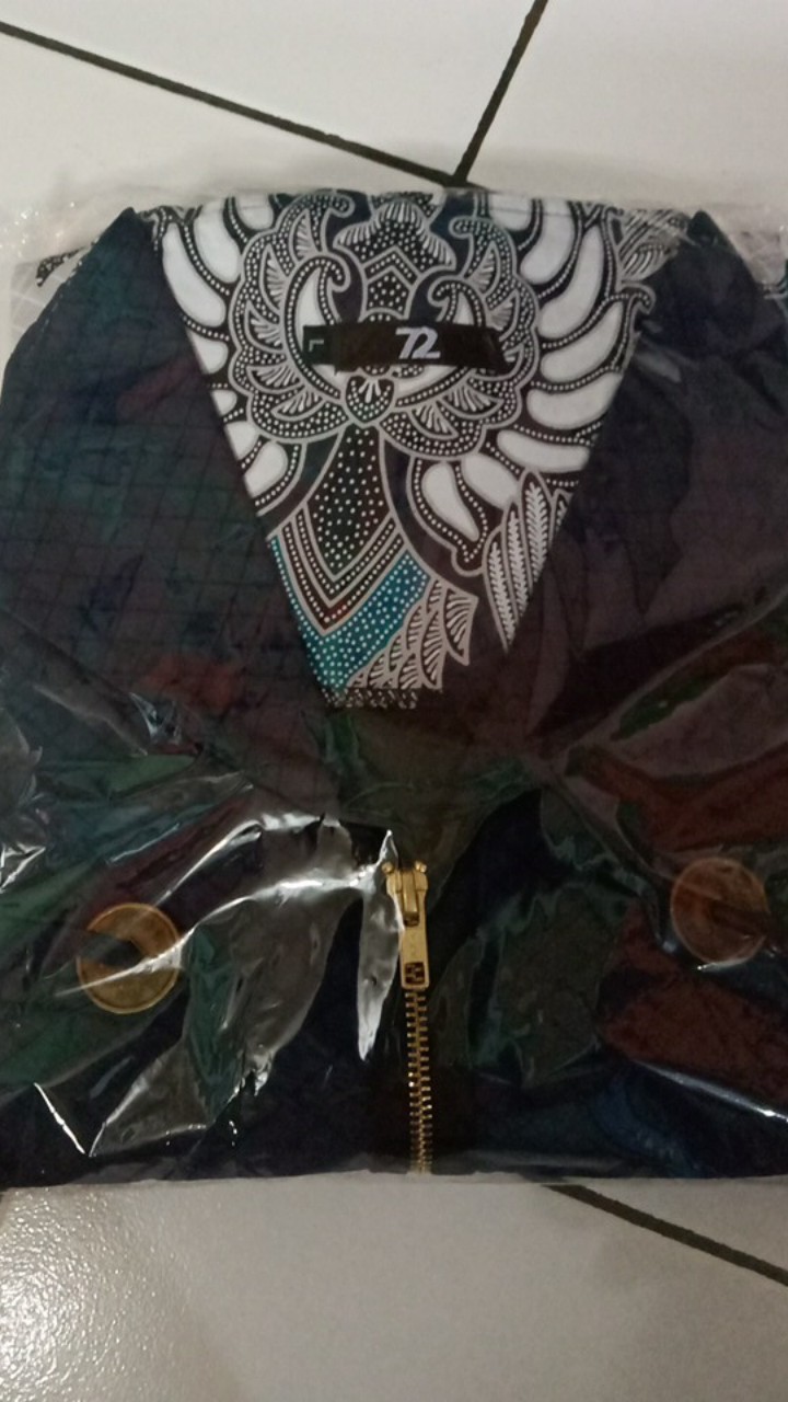 Gamis Batik Aksara Premium Full Trikot Long Dress Navy Biru Dongker Katun Primissima 728184 Cap 72