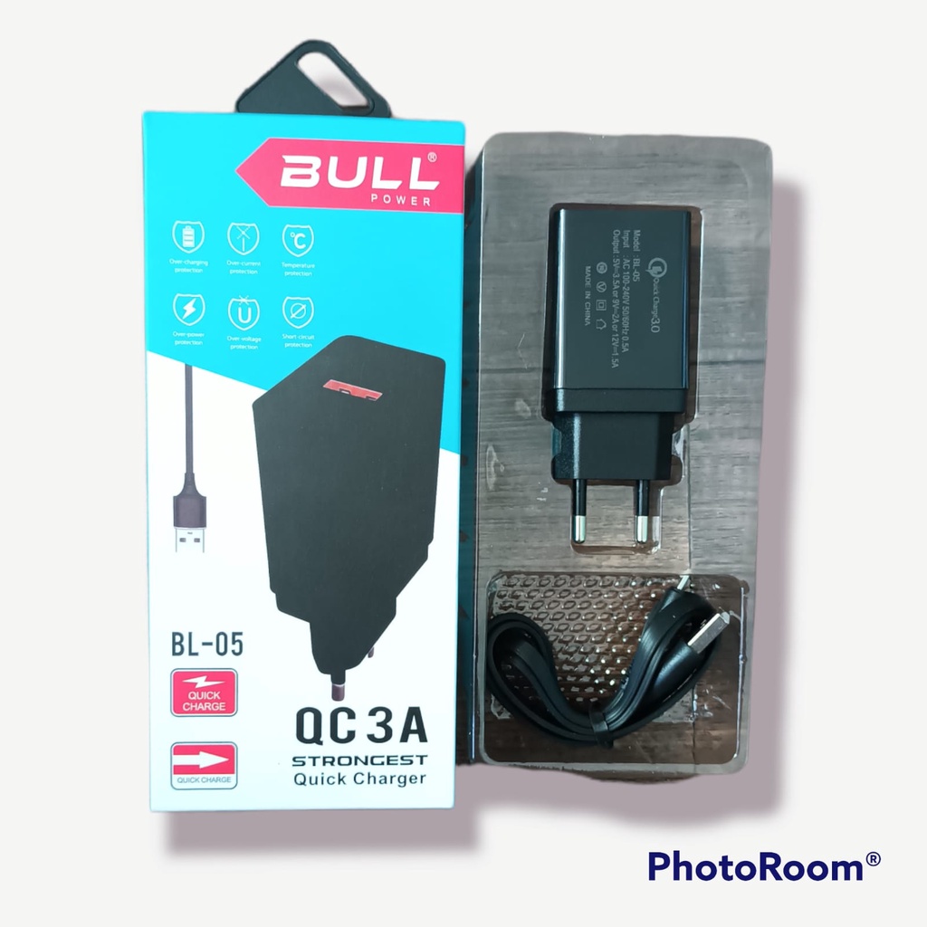 TERMURAH TRAVEL ADAPTOR CHARGER BULL BL05 QUICK CHARGER 3.0 A FAST CHARGING