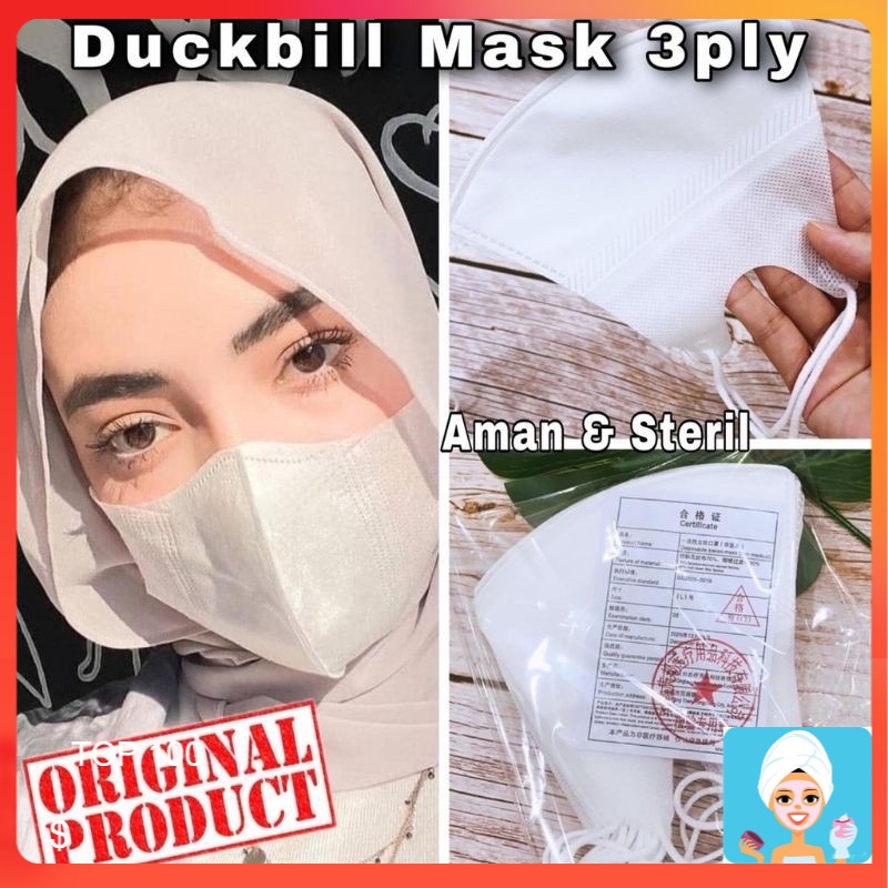 [ML] MASKER DUCKBILL PUTIH DEWASA ALKINDO 3PLY EARLOOP MEDIS ORIGINAL KEMENKES FACE MASK 3 PLY ECERA