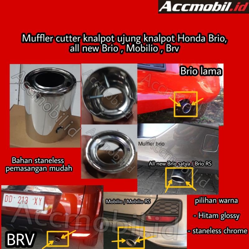 Muffler cutter ujung extension knalpot Honda all new brio satya rs brv mobilio brio lama