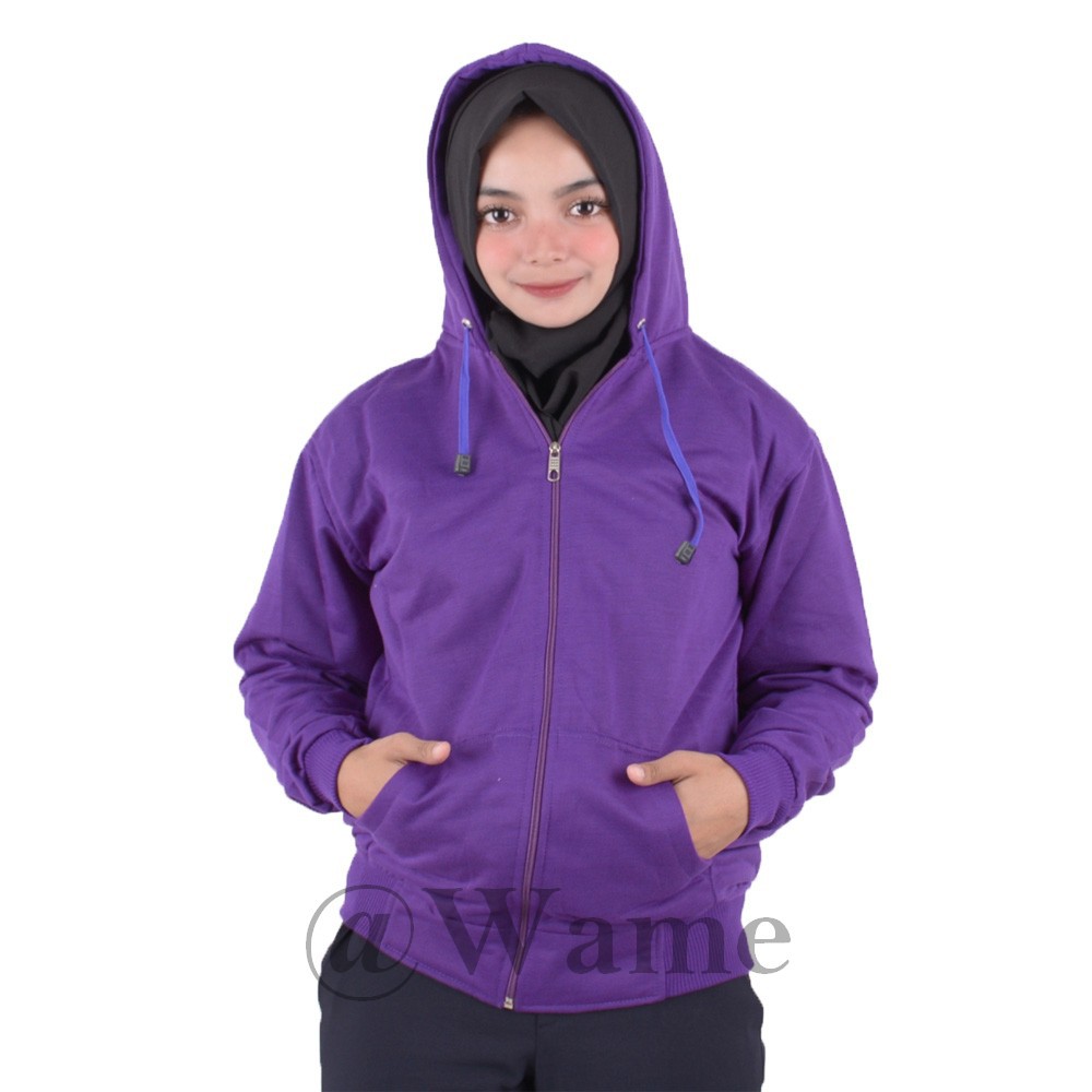 Jaket zipper polos hoodie M,L,XL,XXL pria wanita marun wame-UNGU