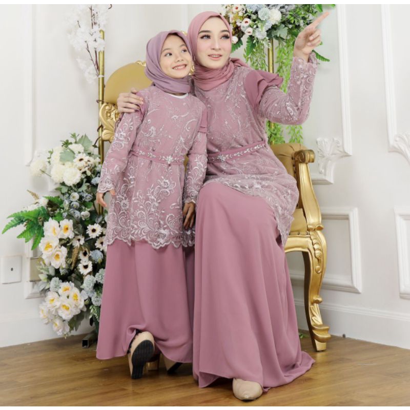 Gamis Pesta Couple Ibu Dan Anak| Baju Gamis Couple Ibu Dan Anak| Gamis Pesta Mewah| Gamis Kondangan 