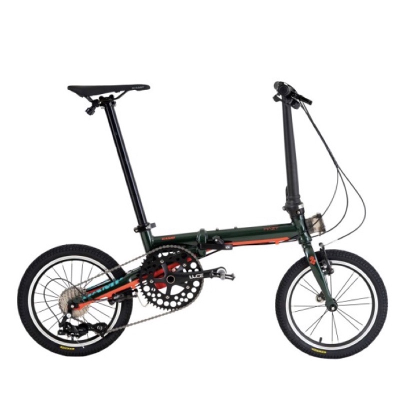 SEPEDA LIPAT CAMP HAZY 9S 16 INCH GREEN ORANGE ALLOY, BERAT HANYA 9 KG JANGKRIK 9 SPEED