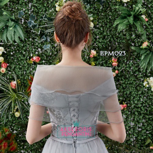 [PRODUK TERLARIS] BOLERO PENGANTIN AKSESOIS WEDDING BROKAT LACE SILVER BPM023