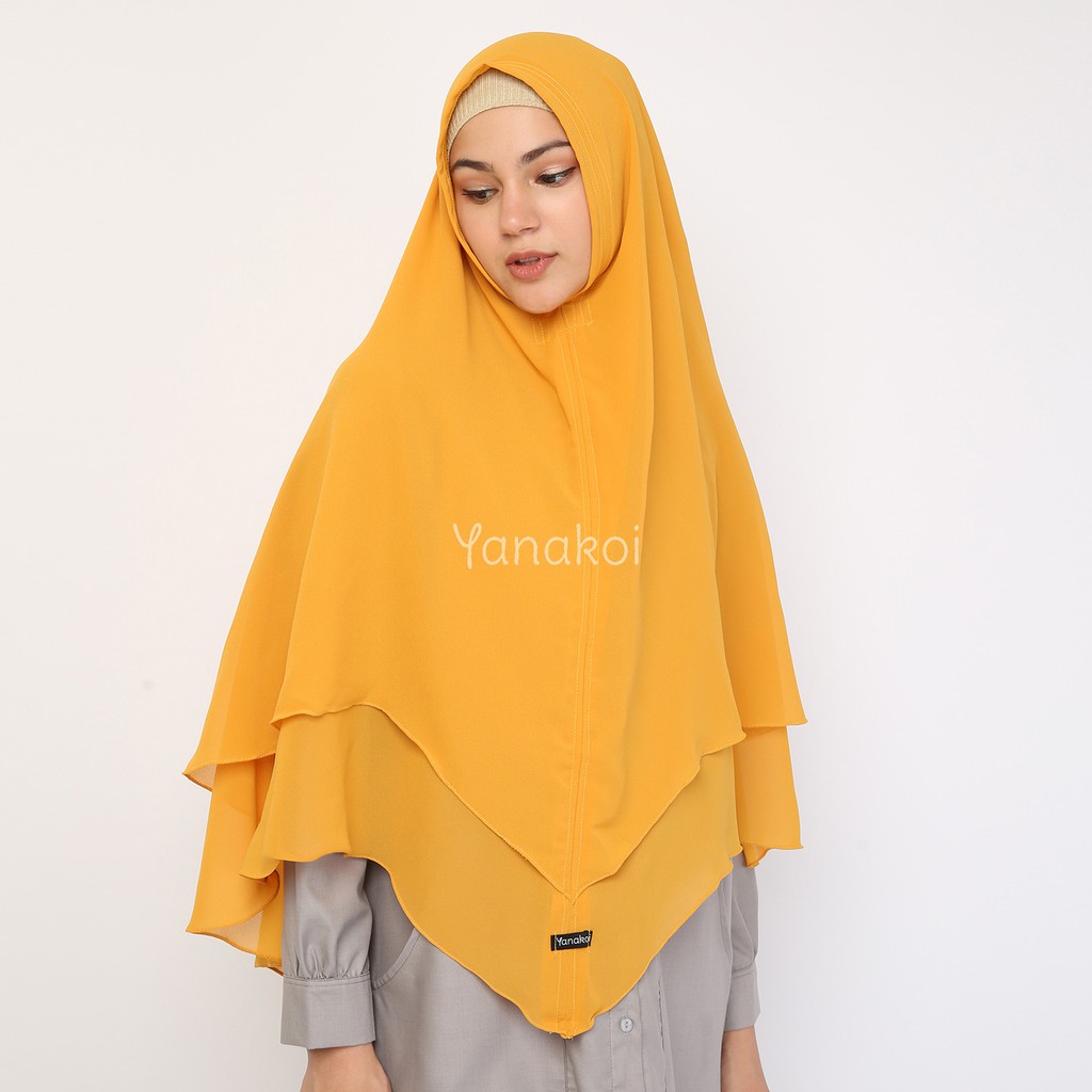 Yanakoi Hijab Jilbab  Khimar Syafa Tanpa Pet Warna  Kuning 