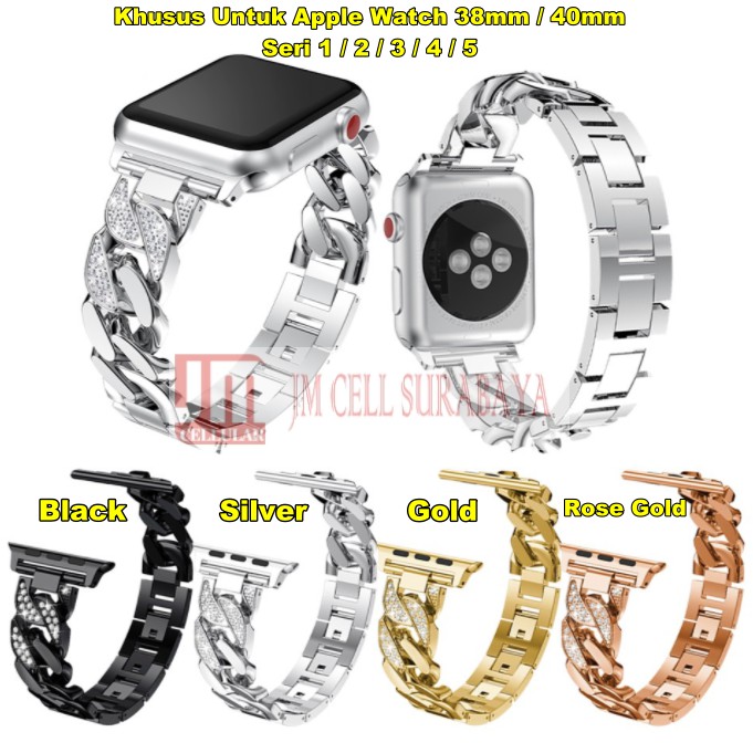 Tali Chic Strap Metal Stainless Steel Cantik Untuk Apple Watch 40mm 38mm