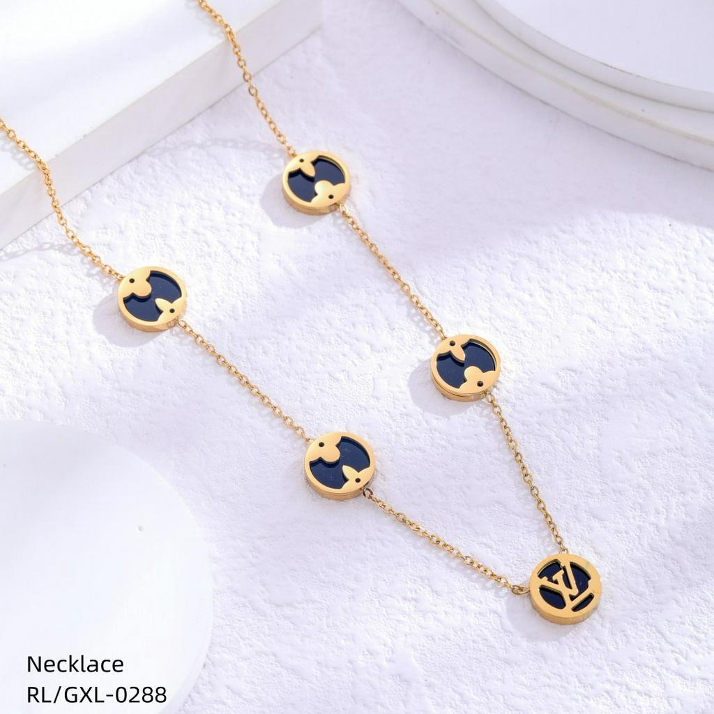 Kalung Titanium Permata Hitam Perhiasan Fashion 0288