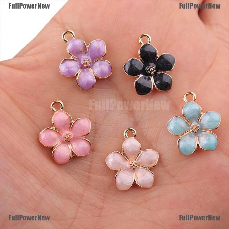 [FULLのJY] 10Pcs/Set Enamel Alloy Flower  Charms Pendant Jewelry Findings DIY Craft Making