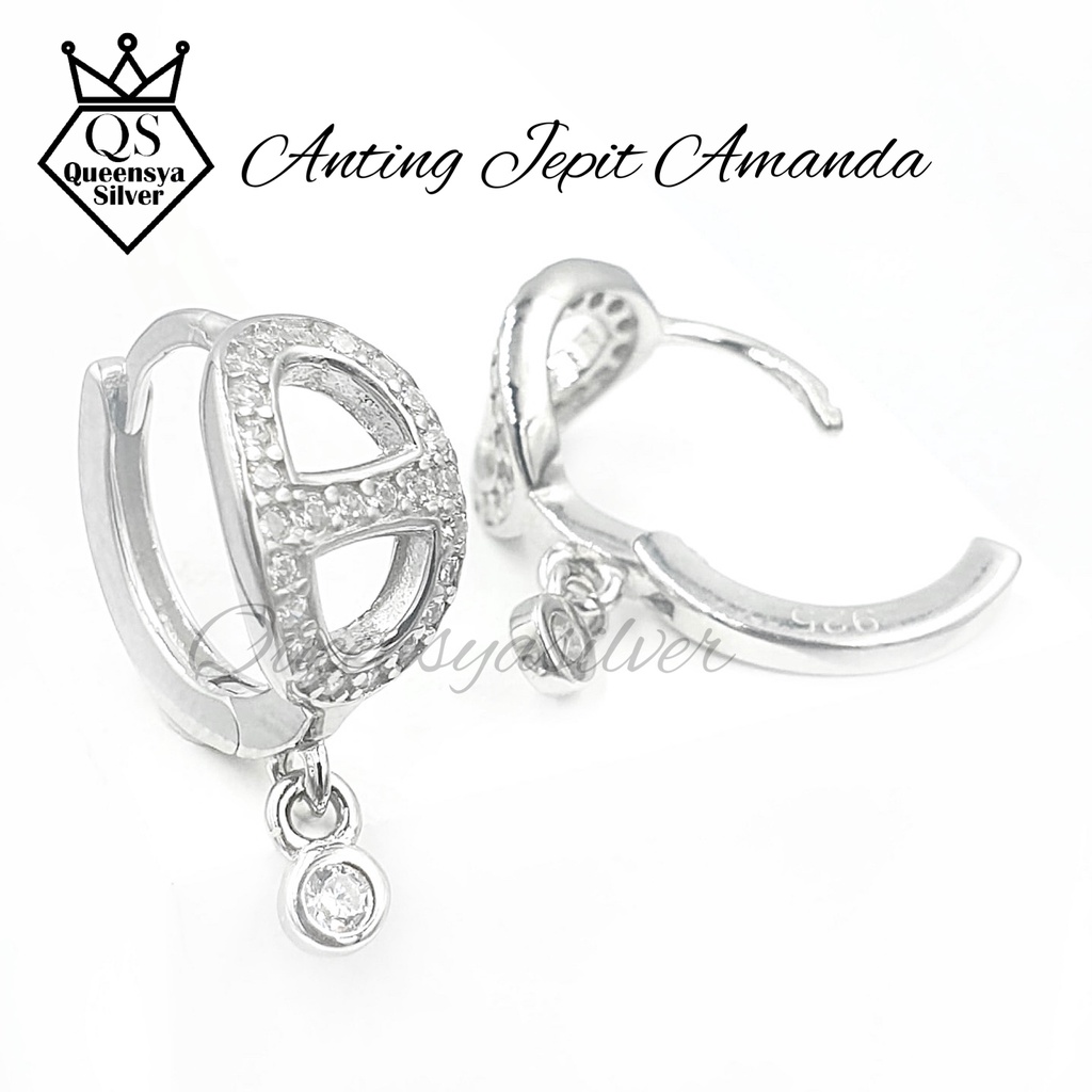 Anting Perak Wanita Asli Silver 925 Lapis Emas Putih || Queensya Silver