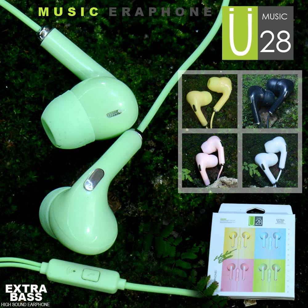 Handsfree Earphone Headset Stereo U19 Macaron Handsfree Extra Bass