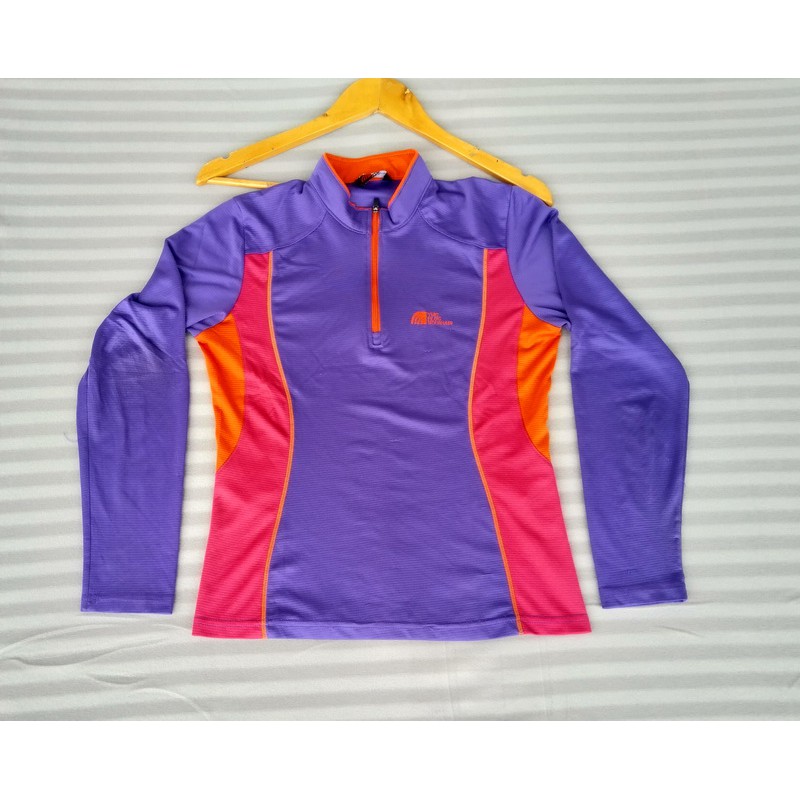 BASE LAYER HIKING - BAJU KAOS ZIPPER GUNUNG LENGAN PANJANG WANITA THE PLUS MOUNTAIN PREELOVED