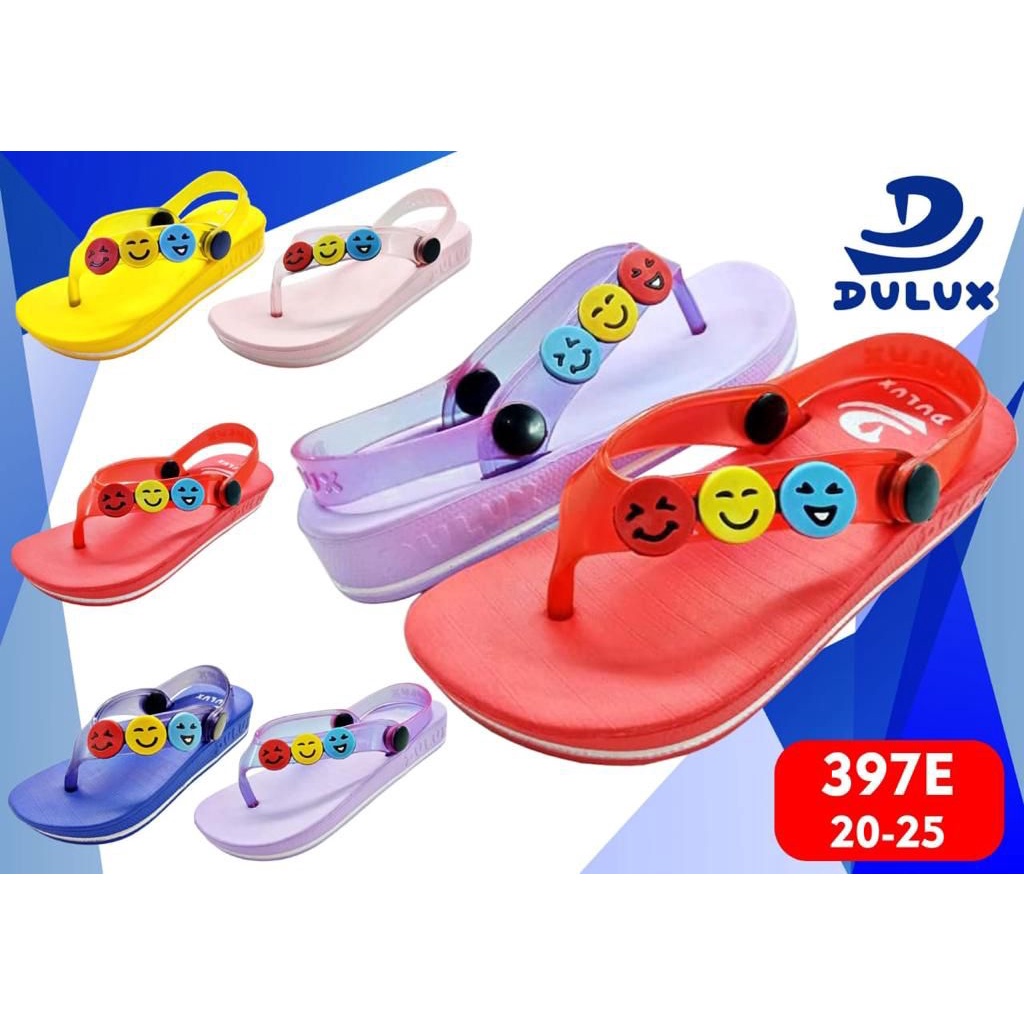 DX-397E Sandal Jepit Anak Perempuan Karakter Emoji Smile / Sandal Jepit Karet Anak Cewek Tali Belakang Merek Dulux Size 20-25