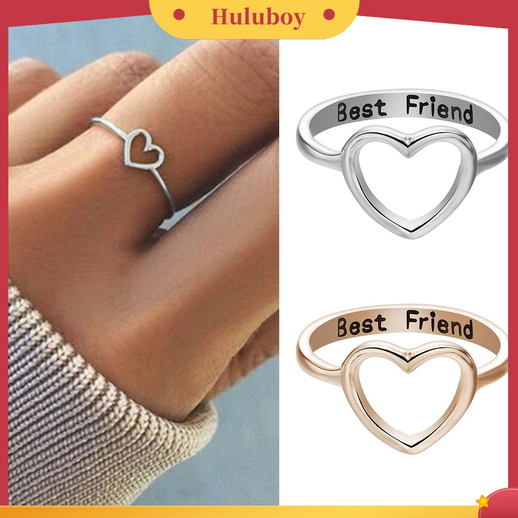 Hu Hu Hu Hu Hu Alat Bantu Pasang Kacamata♡ Cincin Bentuk Hati Model Hollow Bahan Alloy Untuk Wanita