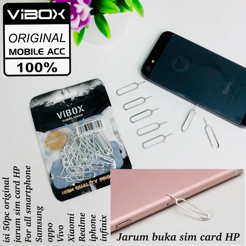 1pack {isi 50pcs} VIBOX JARUM SIM EJECTOR TERMURAH UNIVERSAL ALL SMARTPHONE / TAB /  ORIGINAL PRODUK