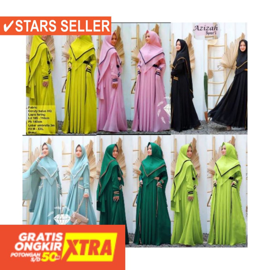 BAJU LEBARAN PAKAIAN MUSLIMAH SYARI BERGO BALOTELI / Gamis azizah syari salsabila marzeta tazkiyah