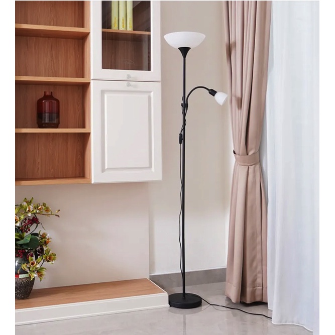 Lampu Tiang Sudut Premium Eglo Up2 Lampu Lantai - Hitam Putih