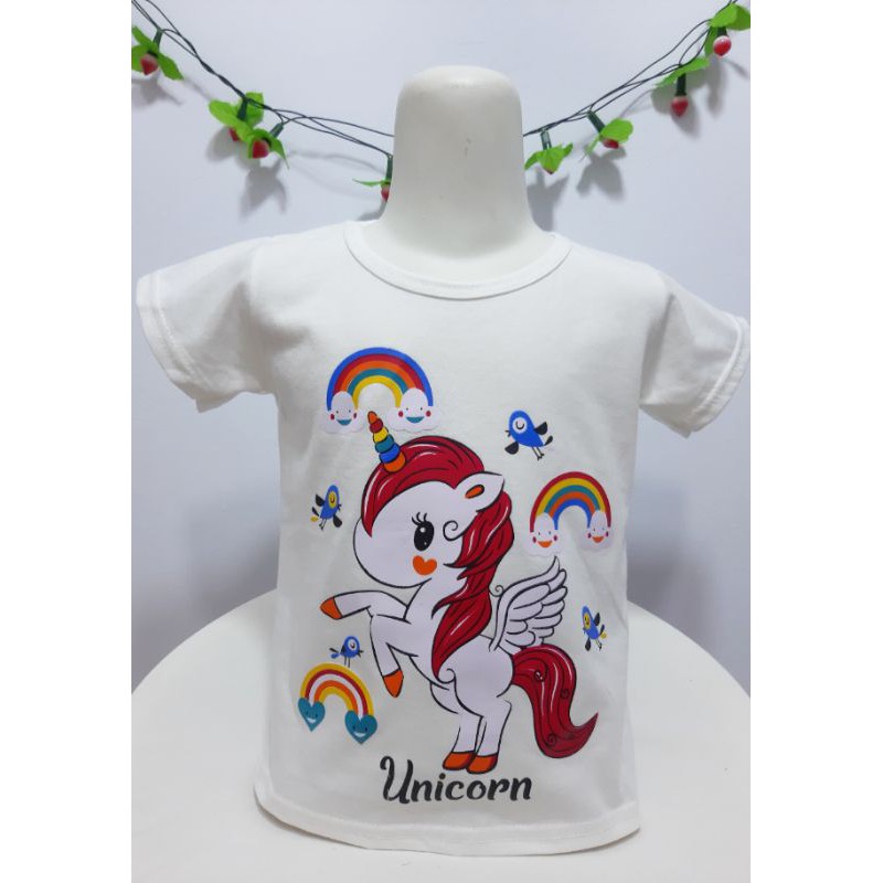 baju kaos atasan anak perempuan UNICORN untuk umur 2 - 10 tahun