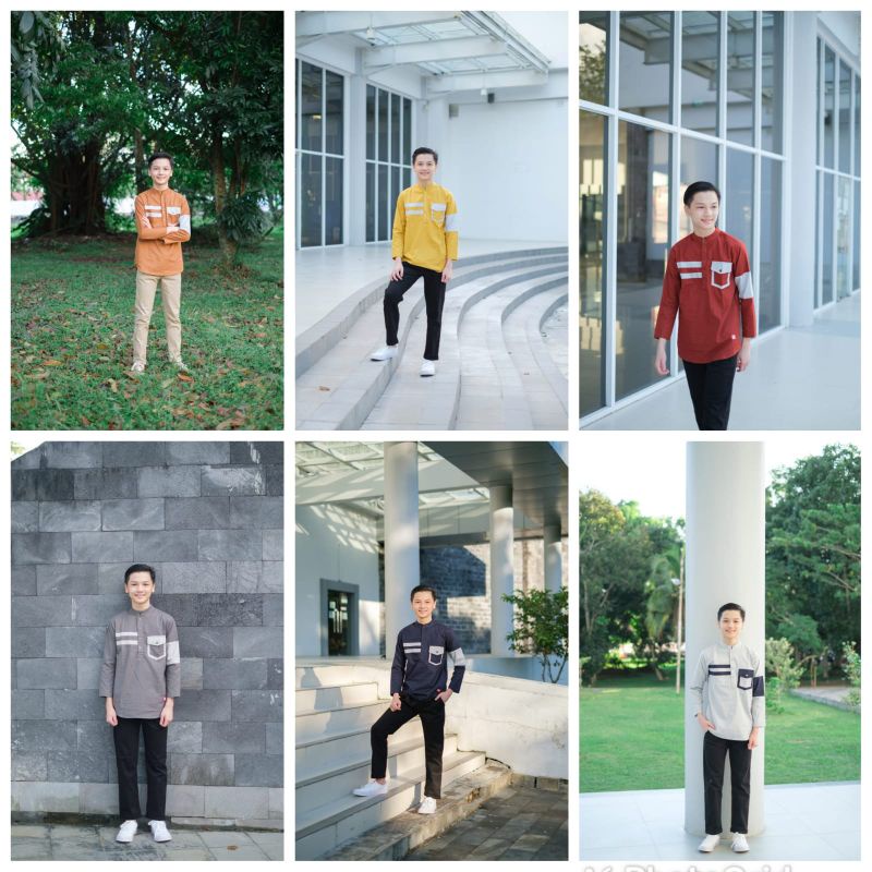 Kemeja Koko Lengan Panjang Anak Laki by Playkids Kemko Stripe Atasan Baju Muslim Anak Cowok