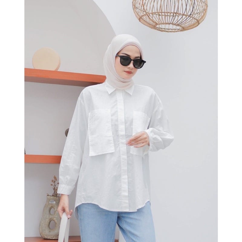 LORA TOP / KEMEJA ATASAN WANITA BAJU BLOUSE WANITA POCKET FULL KANCING AKTIF BUSUI FRIENDLY