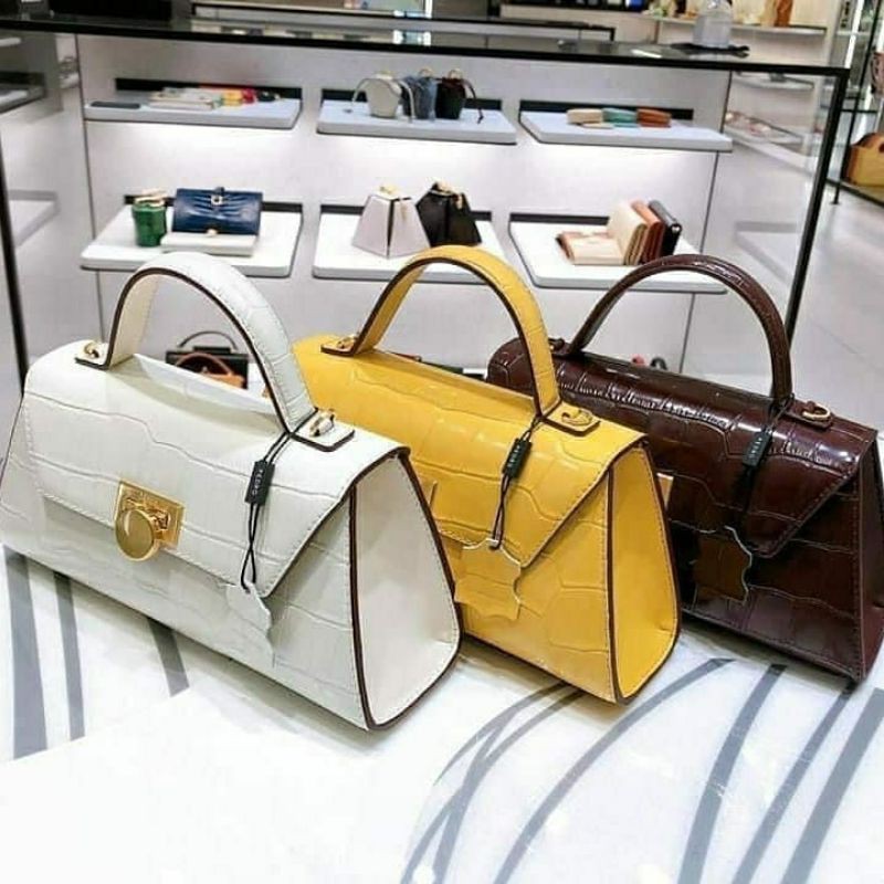 10.10 SALE | PDRO Croc-Effect Trapeze Top Handle Bag