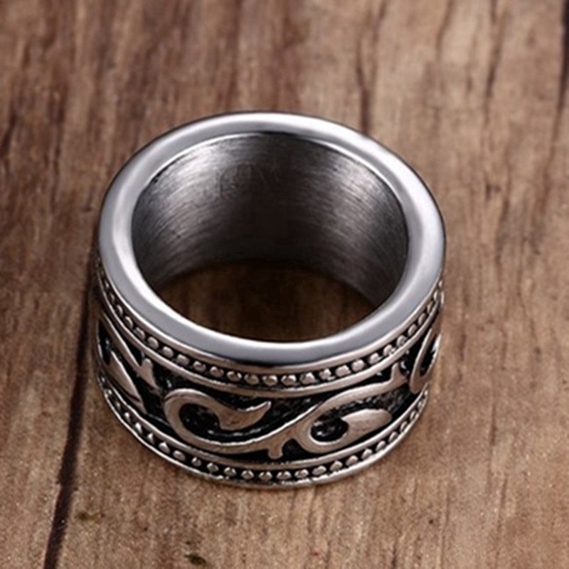 Cincin Hitam Perak Pria Motif Fancy Peripheral