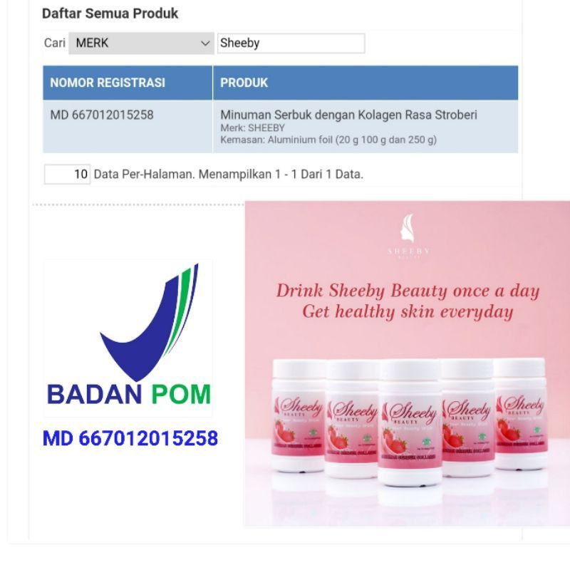 SHEEBY BEAUTY COLLAGEN DRINK PEMUTIH BADAN BPOM [DIST.RESMI]