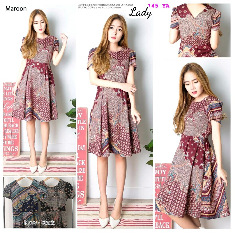 LADY Free Ongkir PAKAIAN DRESS BATIK WANITA MODERN 