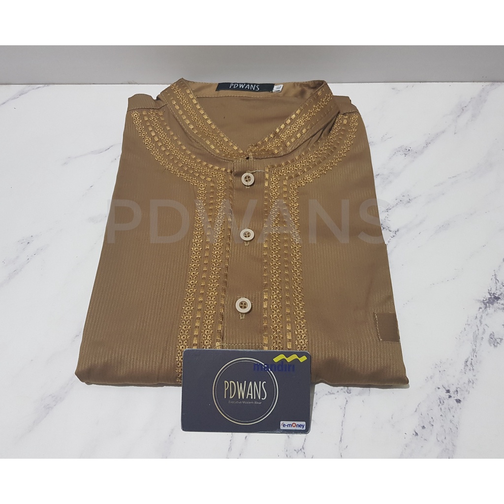SETELAN PAKISTAN DEWASA Seri WARNA Baju Koko Bordir Muslim BAJU UMROH Pria - PDWANS PAKISTAN-WRN-KHAKI