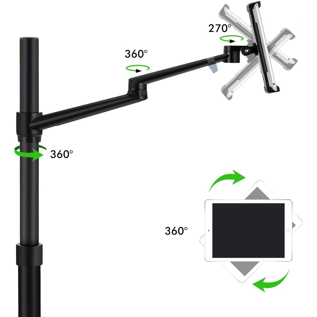 UP-9L - Dual Arm Alloy Floor Stand Laptop and Tablet - 360 Rotation