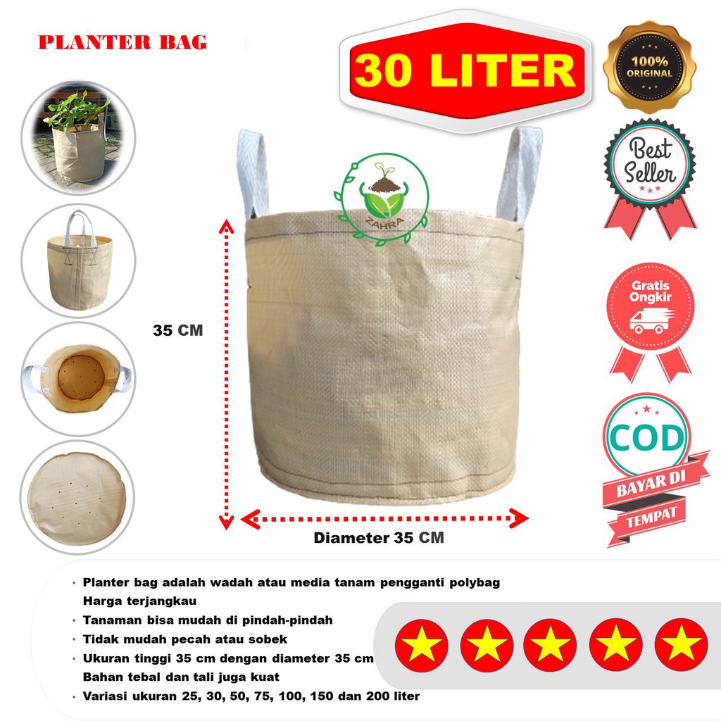 Planter Bag Planterbag Ukuran 30 Liter 35 X 35 Cm Pot Bunga Polybag Bibit Media Tanam Tabulampot