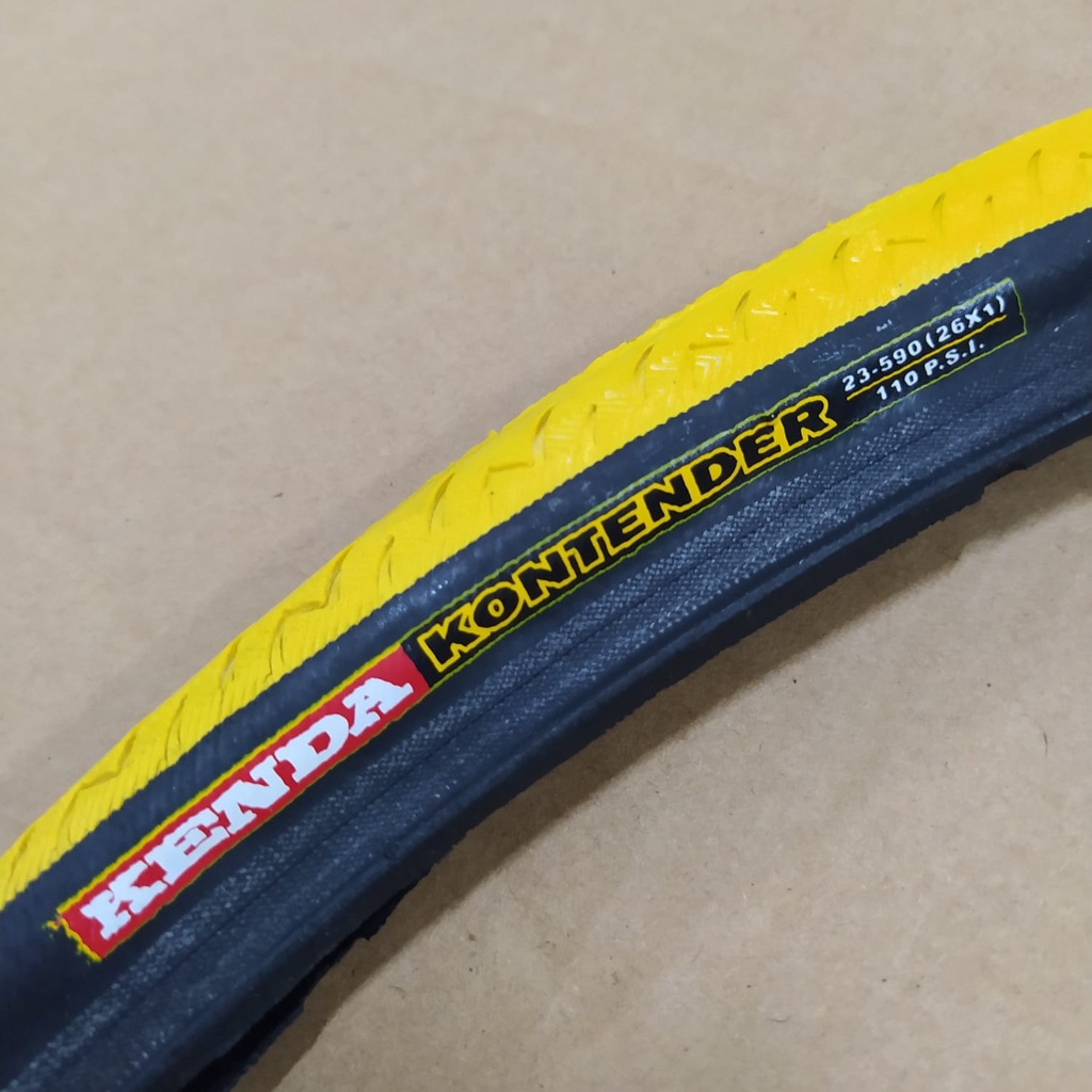 Ban Luar Sepeda Kenda Kontender 26x1 (26"/590) Jengki KUNING Cocok Untuk Kursi Roda Dan Sepeda Jadul