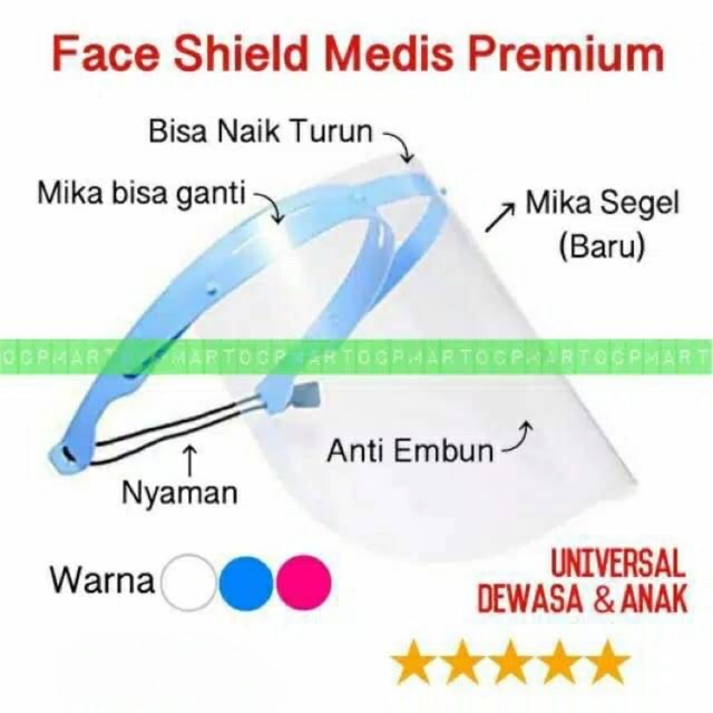 Face Shield Dental Medis Premium APD Mask Masker Wajah Anti Droplet Dry