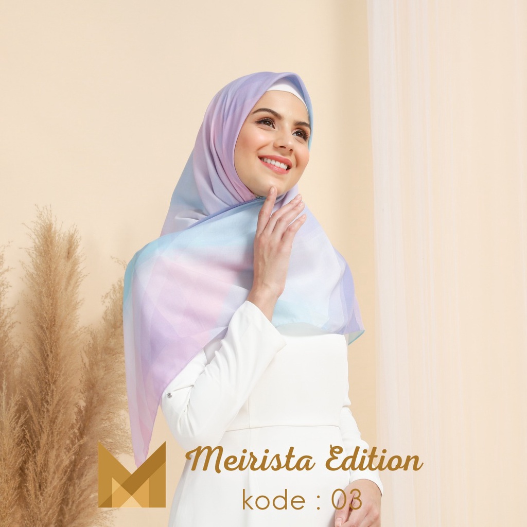 Meirista Hijab Edition 03 | Kerudung Segi Empat Lasercut Segiempat Voal Premium Printing Motif