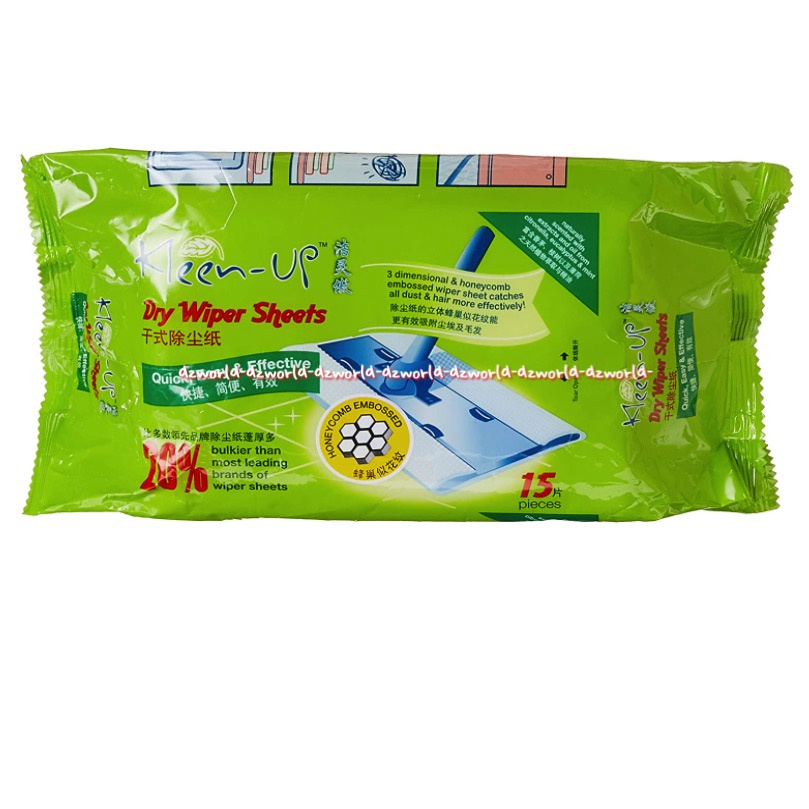 Kleen Up Dry Wiper Sheets Tisu Kering Untuk Pel 15pcs Kleenup Clean Up Kleen-Up Wiper Sheet Tissu Kering Untuk Pel Lantai Floor Mop