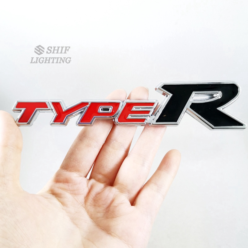 1Pc Stiker Emblem Logo Tipe R 3D Bahan Metal Untuk Fender Belakang Mobil Honda