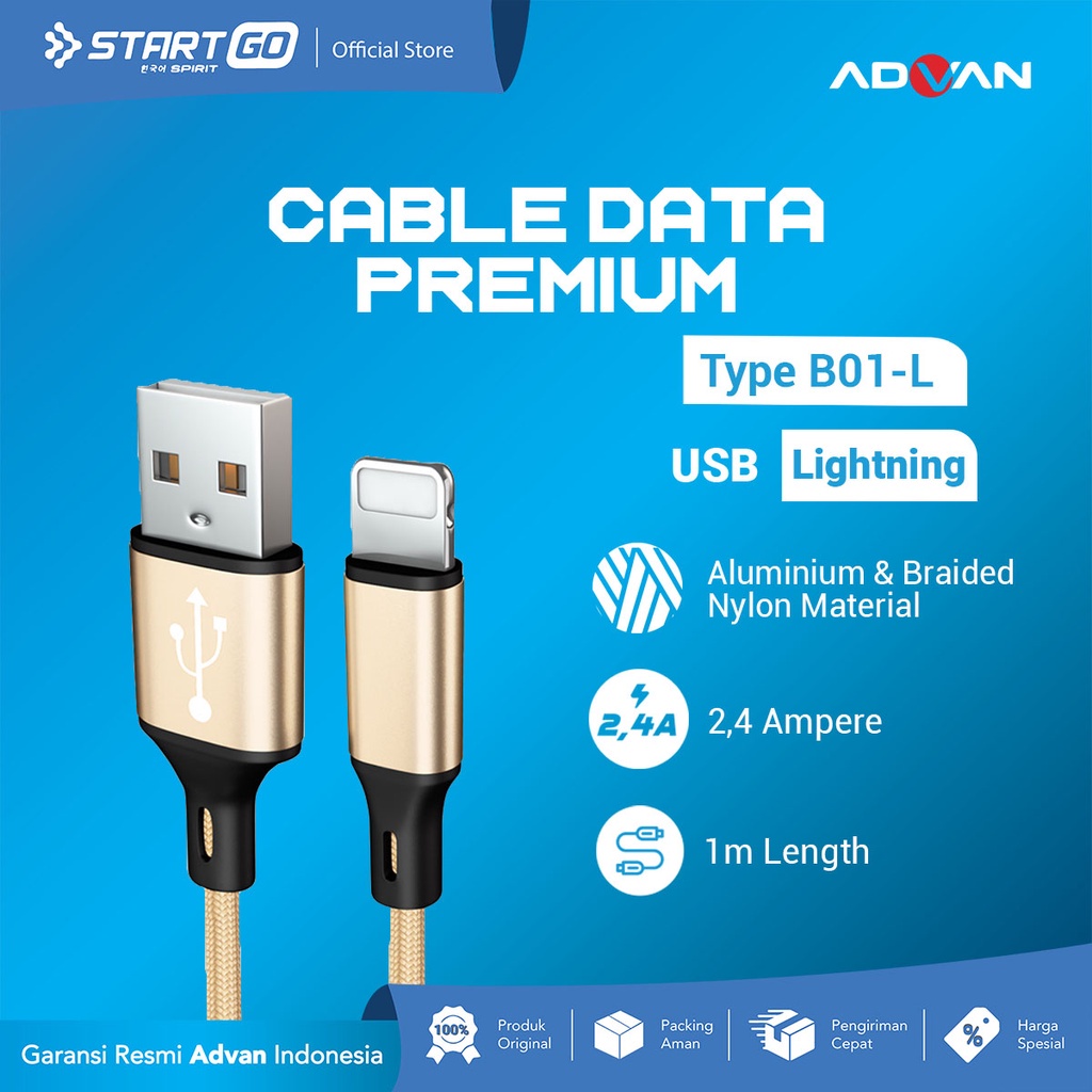 STARTGO Kabel Data Premium B01-L USB to LIGHTNING 1m 2.4A ORIGINAL