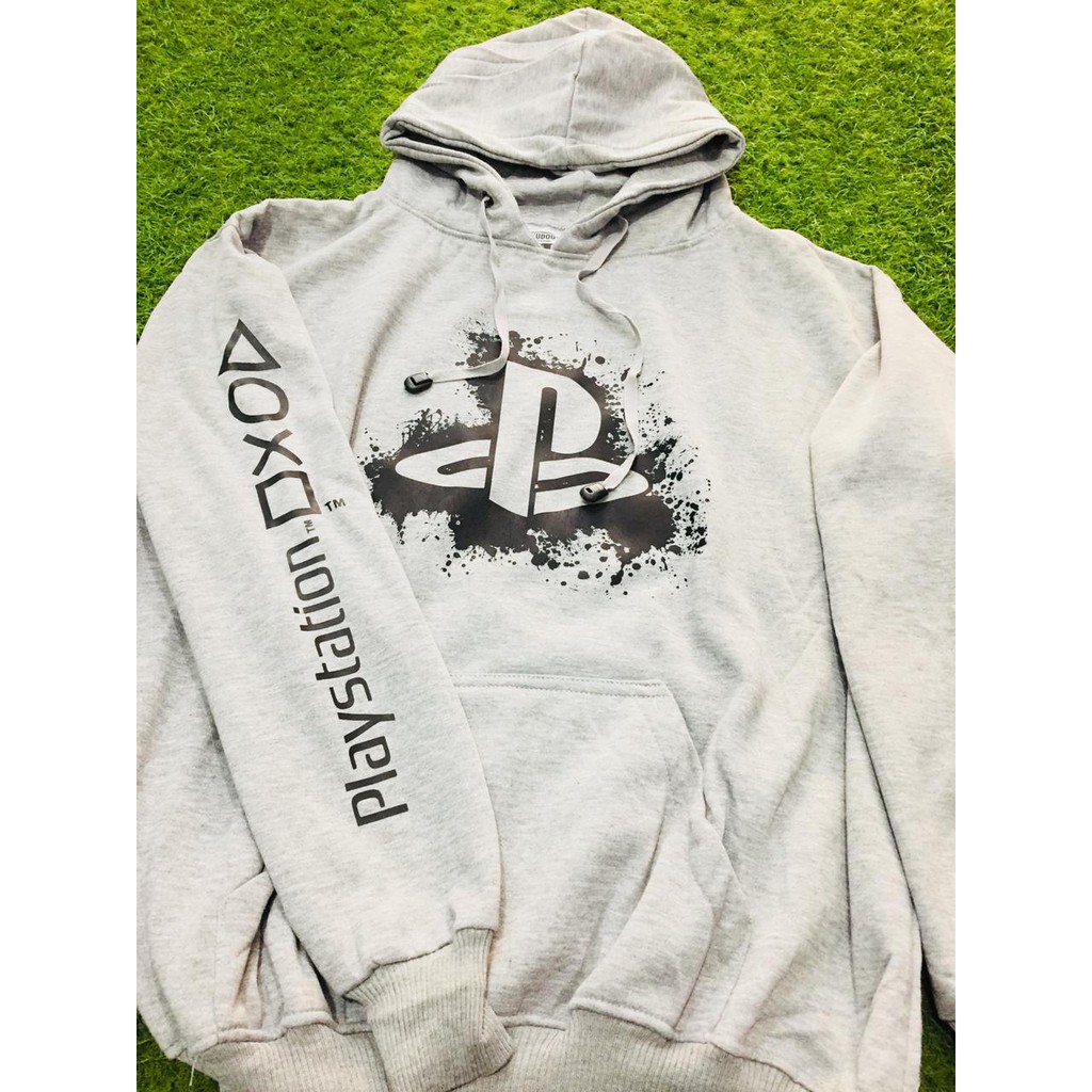 Hoodie Gamer Playstation Splash WHITE Cotton Fleece Premium Quality