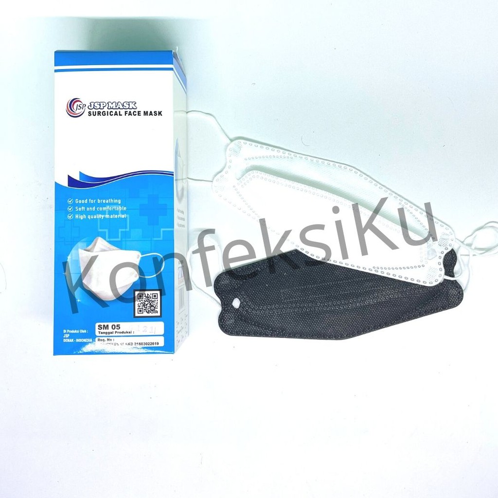 JSP WARNA PUTIH / MASKER JSP WARNA HITAM / MASKER MEDIS KF94 3 PLY
