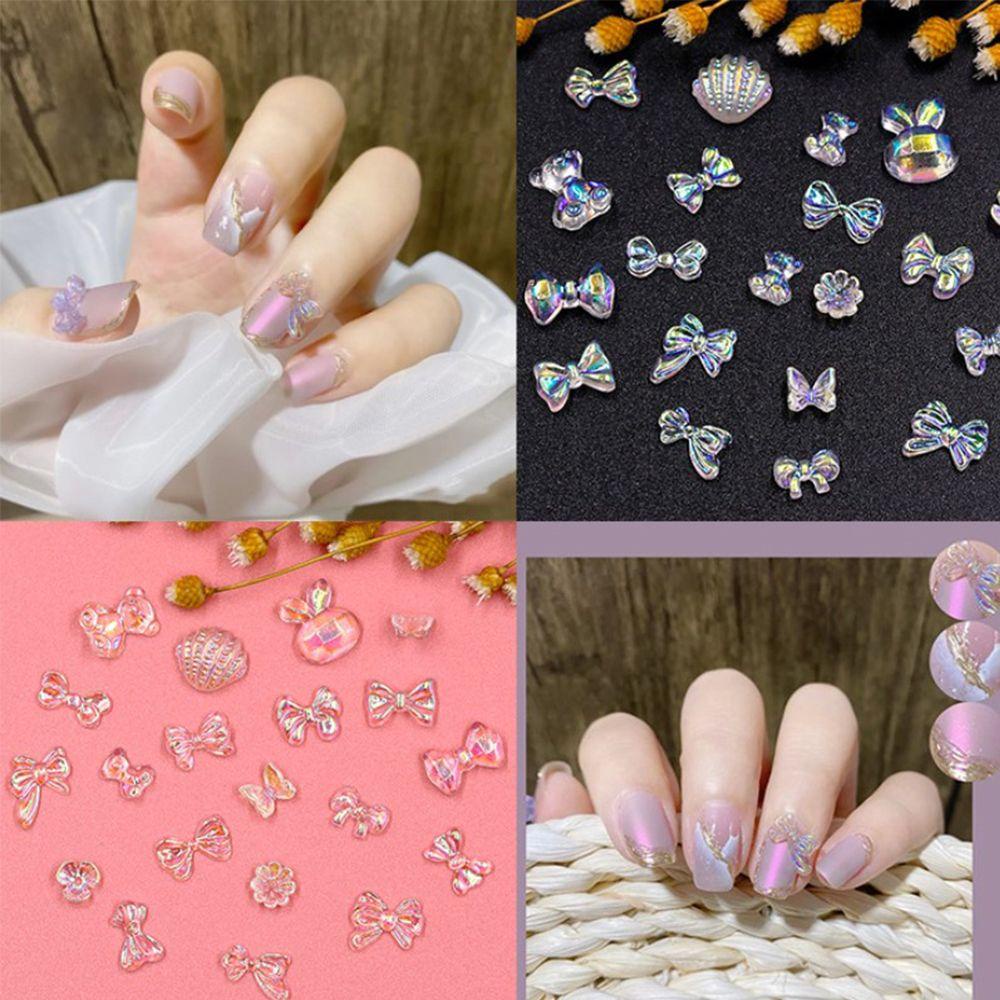 Mxbeauty Kupu-Kupu Aurora Nail Art Dekorasi Lucu Glitter Bunga Mixcolor Ikatan Simpul Ornamen Pesona Kuku