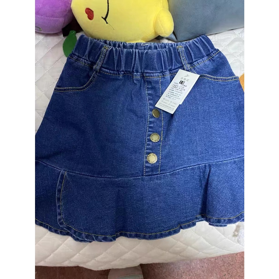 Stok bersih Denim Jeans Rok Anak Fishtail Mode Mini Skirt Untuk 1-12T Perempuan