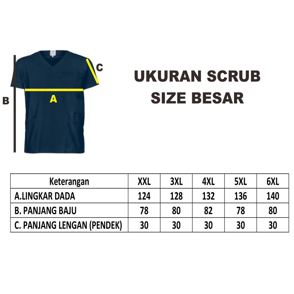 Atasan Baju Jaga OKA V-Neck 3 Saku XXL-6XL