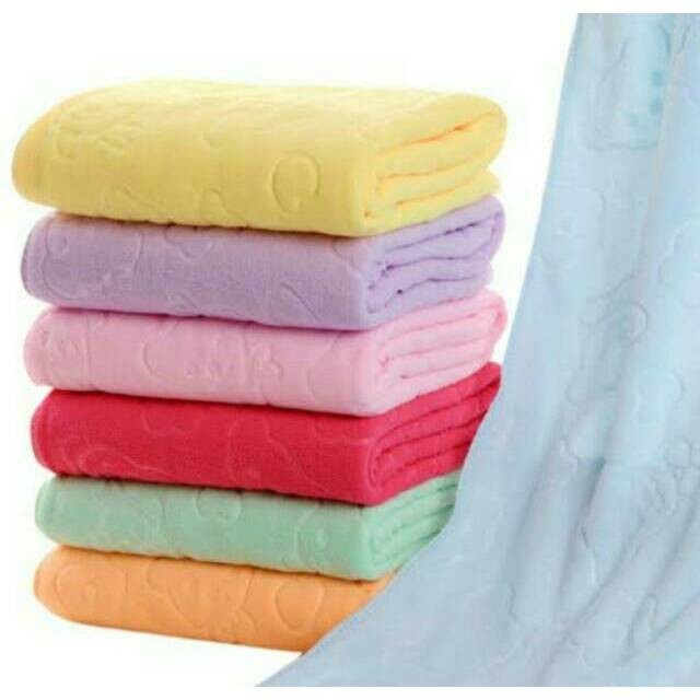 HA011 Handuk Mandi Dewasa Handuk Embos Beruang Microfiber 70 x 140 cm