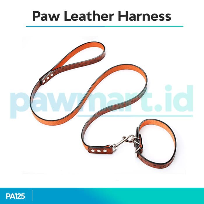 Premium Paw Print Leather Dog Harness size Small