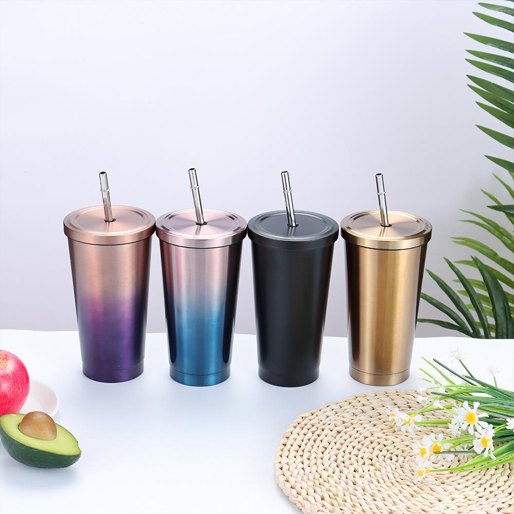 Chookyy 500ML Straw Cup Gelas Minum Jus Kopi Tumbler Vacuum Flask